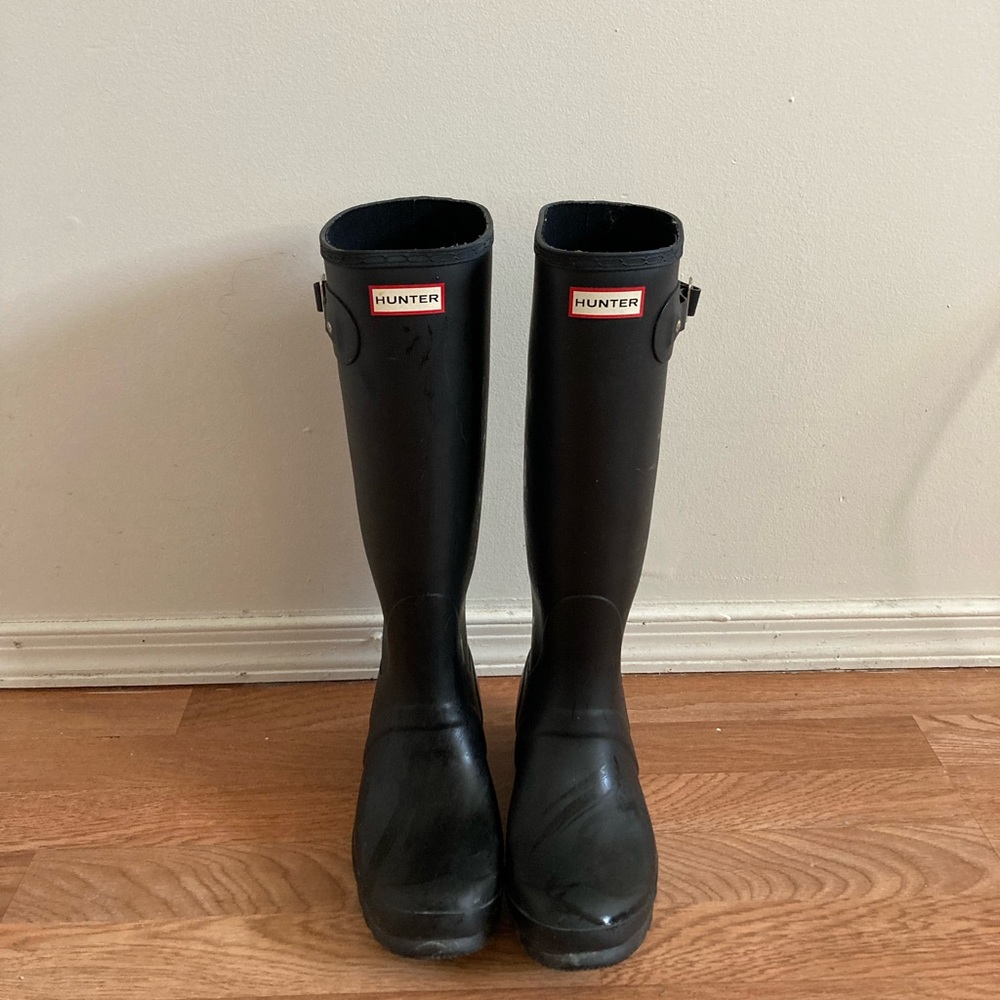 Hunter Rubber Tall Black Boots Size 10
